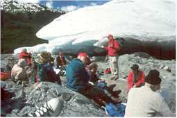 Geology lecture at the Mendenhall Glacier