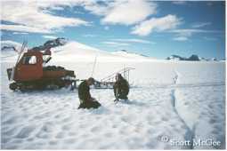 Recording data on the Matthes Glacier longitudinal movement profile