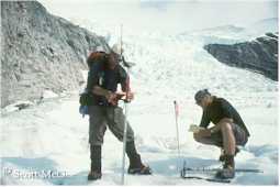 Mesuring surface velocity on the Vaughan Lewis Glacier
